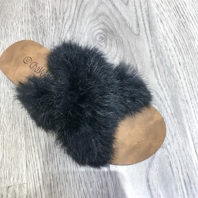 Model nou de papuci casual dama cu puf si talpa plata