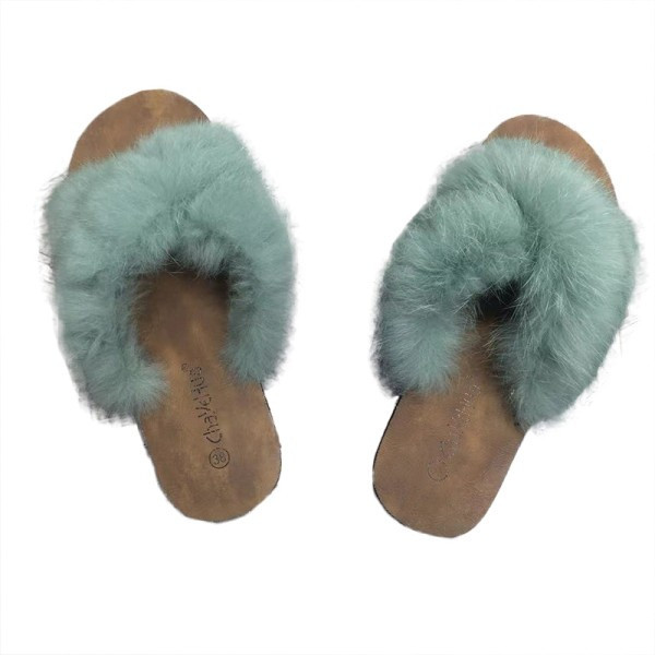 Model nou de papuci casual dama cu puf si talpa plata
