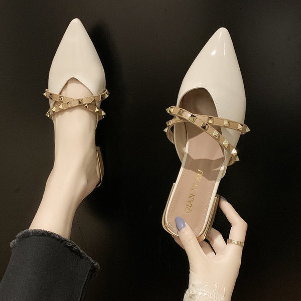 Ženske papuče špic model sa zakovicama u tri boje