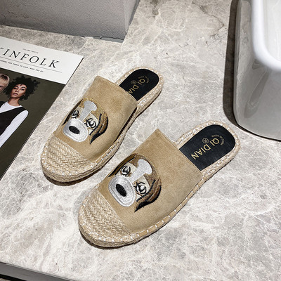 Papuci casual de dama cu broderie si talpa plata