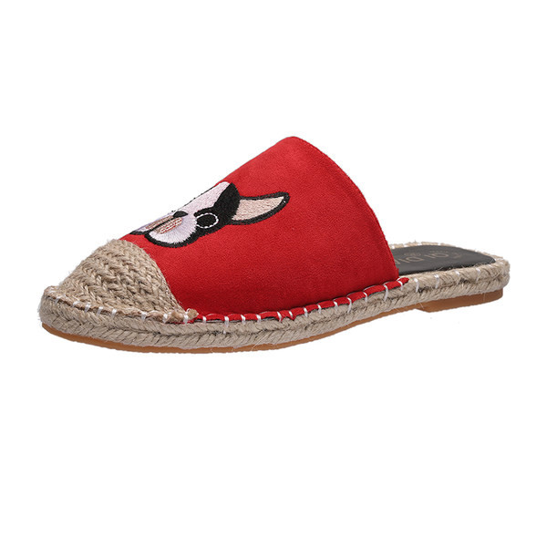 Papuci casual de dama cu broderie si talpa plata