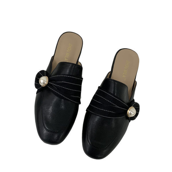 Papuci moderni de dama din piele ecologica cu perla