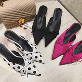 Model nou de pantofi ascuțit de damă cu panglică - mai multe culori