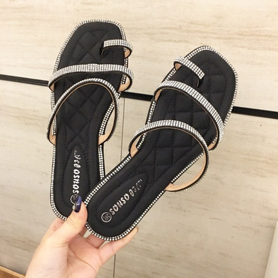 Papuci casual dama cu pietre - talpa plata