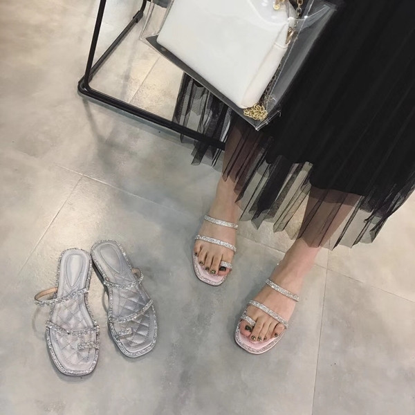 Papuci casual dama cu pietre - talpa plata