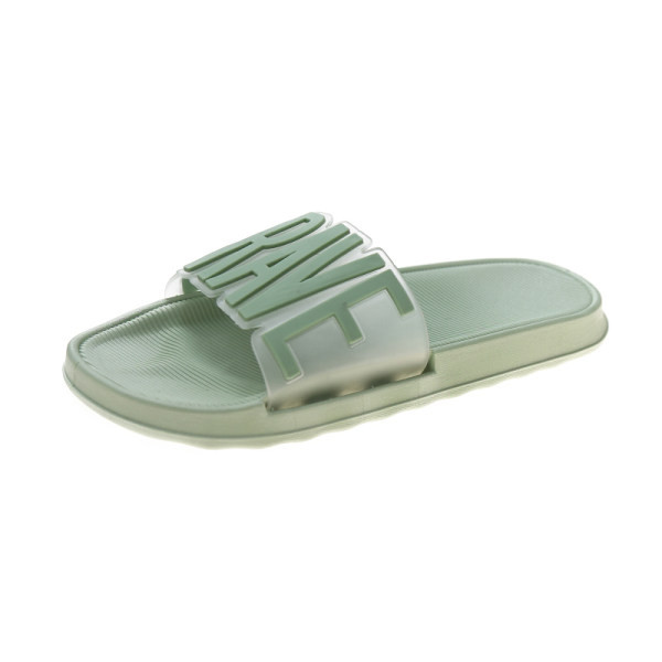 Γυναικείες παντόφλες σιλικόνης με επίπεδη σόλα και επιγραφή