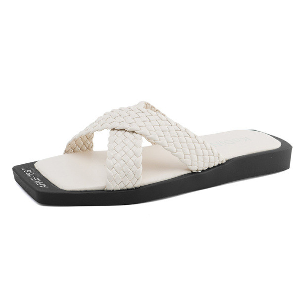 Papuci casual dama in alb si negru