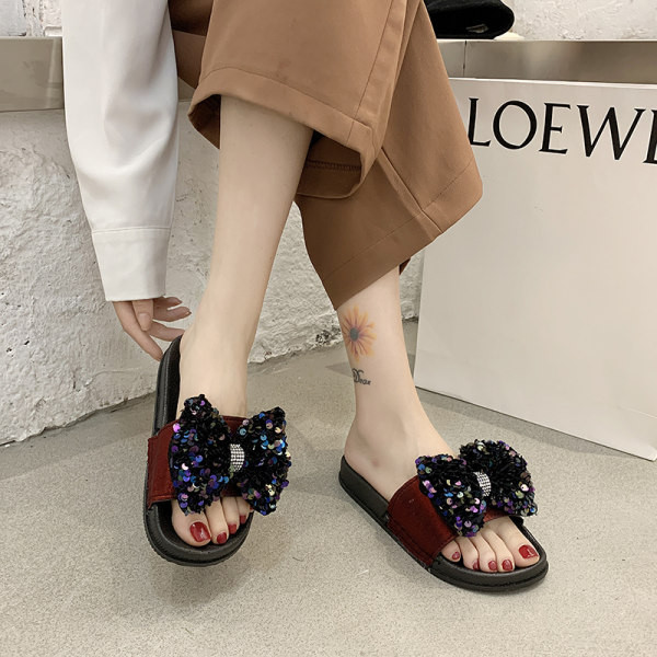 Papuci casual dama si panglica cu paiete