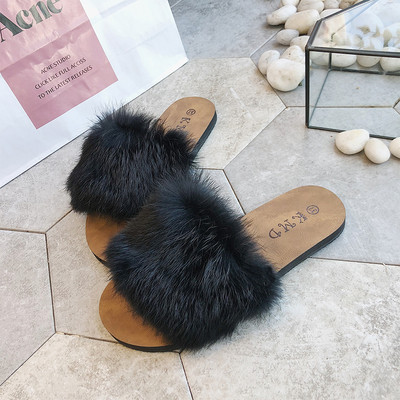 Papuci casual cu talpă plată și puf