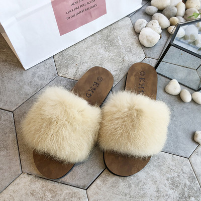 Papuci casual cu talpă plată și puf