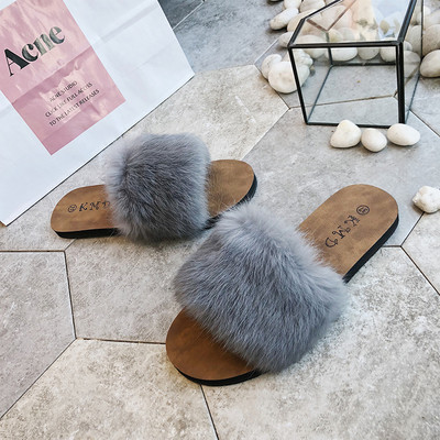 Papuci casual cu talpă plată și puf