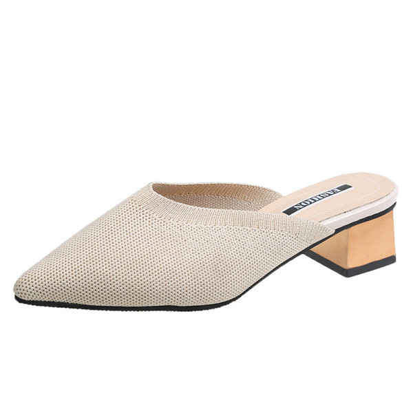 Papuci casual cu vârf din piele ecologică și tricotat