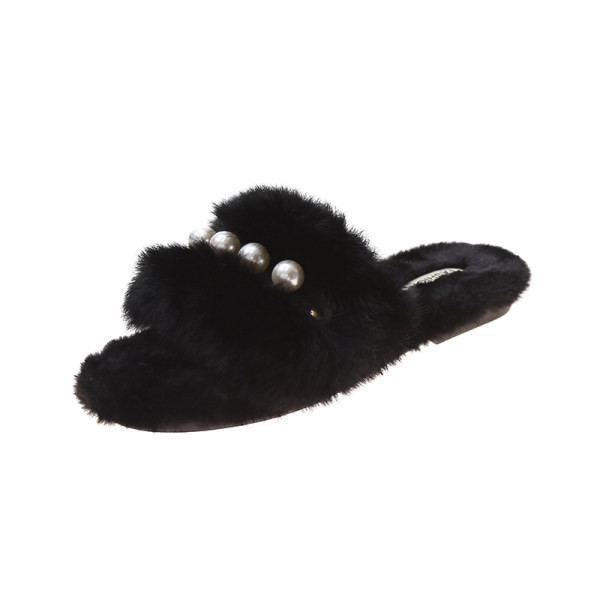 Γυναικείες casual παντόφλες με πούπουλα και πέρλες