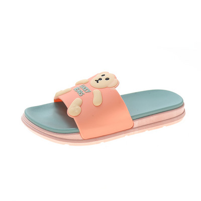 Γυναικείες παντόφλες παραλίας με επίπεδη σόλα με απληκέ αρκοουδάκι 3D