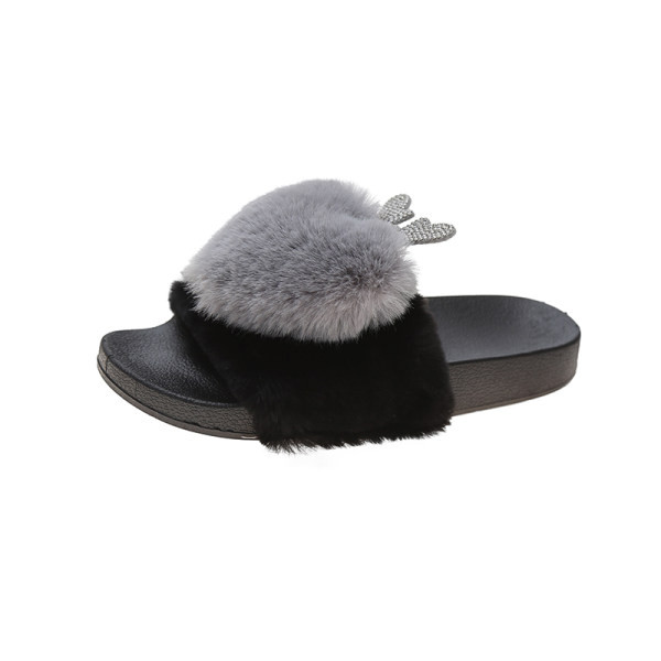 Ležerne ženske ljetne papuče s perom i ravnim potplatom