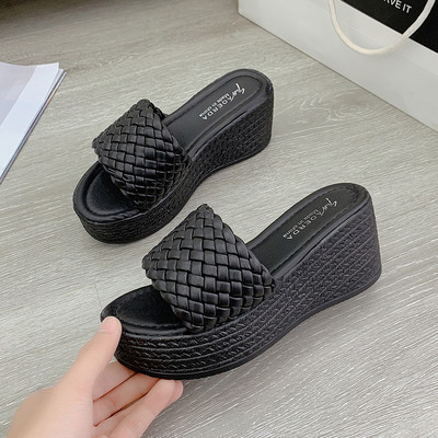 Papuci casual dama din imitatie de piele cu platforma