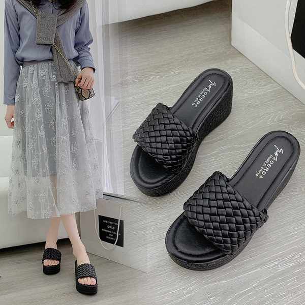 Papuci casual dama din imitatie de piele cu platforma