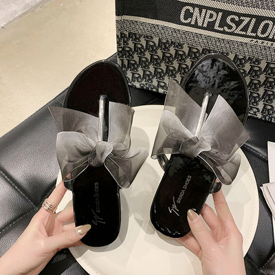 Γυναικείες casual παντόφλες με τούλι κορδέλα