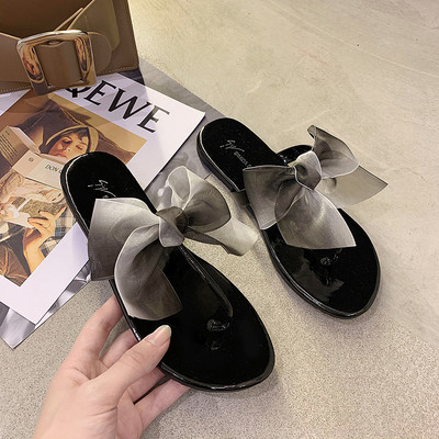 Γυναικείες casual παντόφλες με τούλι κορδέλα