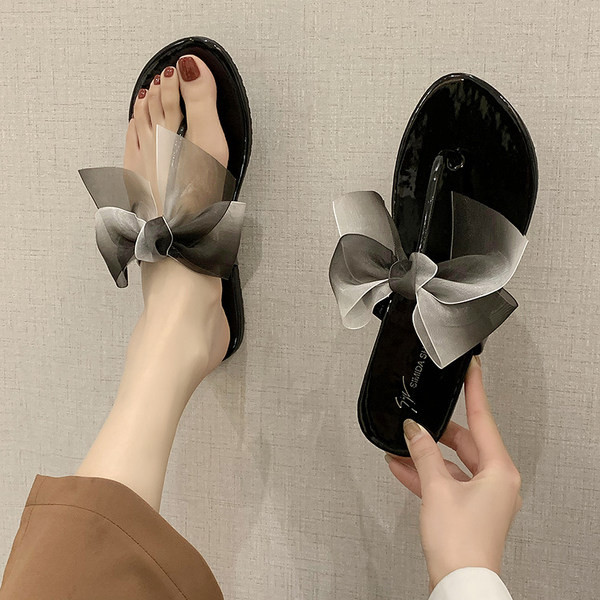 Γυναικείες casual παντόφλες με τούλι κορδέλα