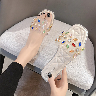 Ženske papuče sa kamenčićima u boji pogodne za ljeto