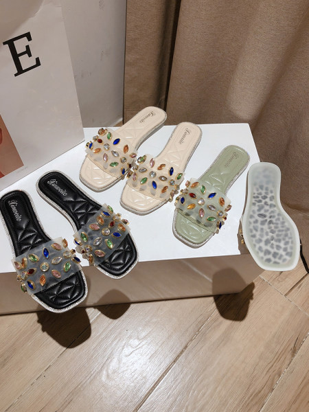 Ženske papuče sa kamenčićima u boji pogodne za ljeto