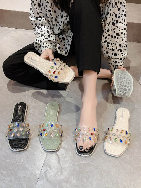 Ženske papuče sa kamenčićima u boji pogodne za ljeto