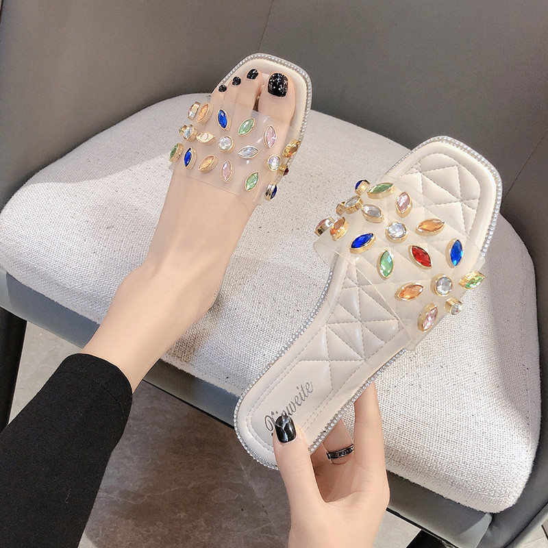 Ženske papuče sa kamenčićima u boji pogodne za ljeto