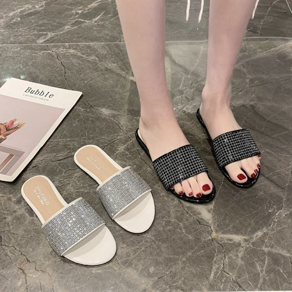 Model nou de papuci de dama stralucitori cu talpa plata