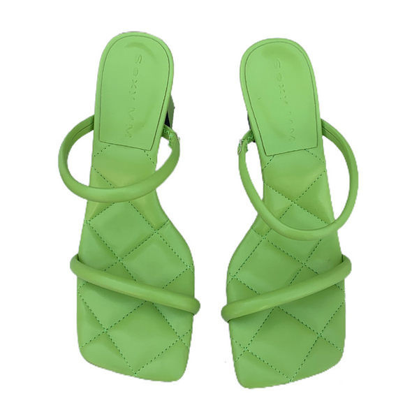 Νέο μοντέλο γυναικείες παντόφλες από δέρμα faux - τακούνι ύψους 7 cm