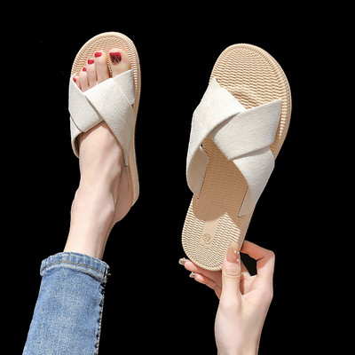 Γυναικείες casual παντόφλες από οικολογικό σουέτ με επίπεδη σόλα