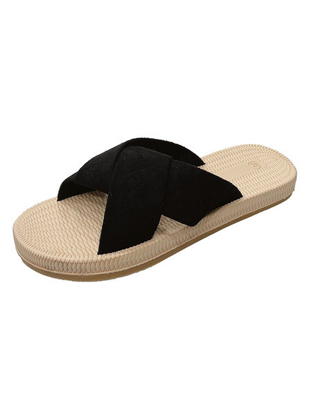 Γυναικείες casual παντόφλες από οικολογικό σουέτ με επίπεδη σόλα