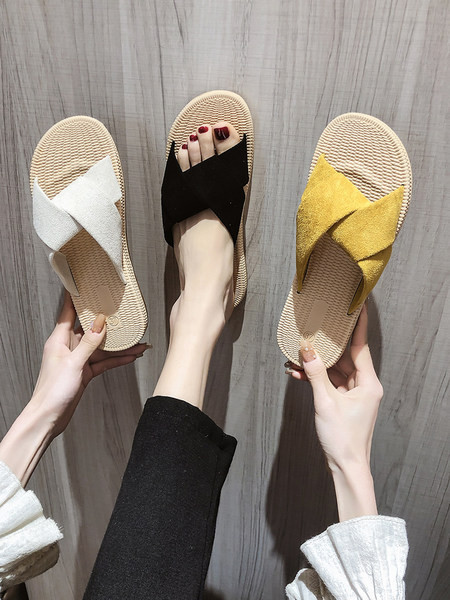 Γυναικείες casual παντόφλες από οικολογικό σουέτ με επίπεδη σόλα