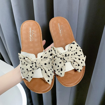 Γυναικείες casual παντόφλες με υφασμάτινη κορδέλα