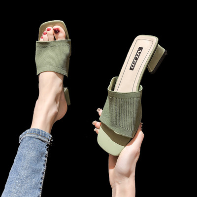 Ležerne ženske papuče na četvrtastu petu u više boja