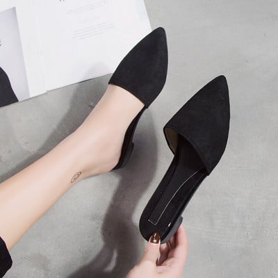 Γυναικείες παντόφλες από οικολογικό σουέτ με επίπεδη σόλα