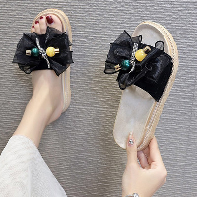 Γυναικείες casual παντόφλες με κορδέλα και τούλι σε διάφορα χρώματα