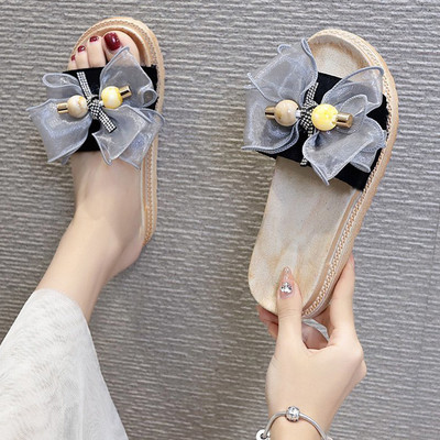 Γυναικείες casual παντόφλες με κορδέλα και τούλι σε διάφορα χρώματα