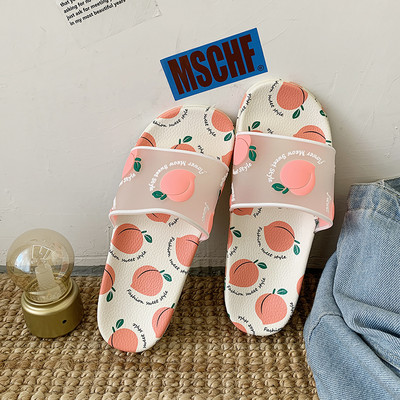 Papuci de damă colorați cu aplicație și talpă plată