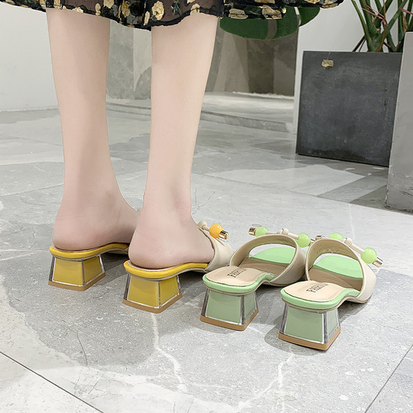 Ženske papuče sa petom debljine 4 cm