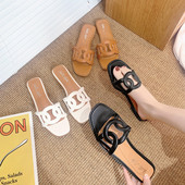 Papuci casual cu talpa plata din piele ecologica