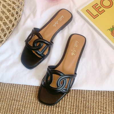 Papuci casual cu talpa plata din piele ecologica