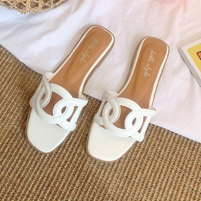 Papuci casual cu talpa plata din piele ecologica