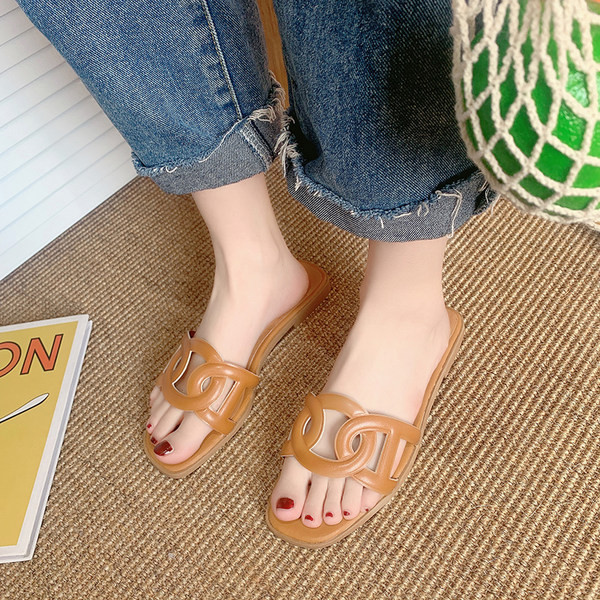 Papuci casual cu talpa plata din piele ecologica