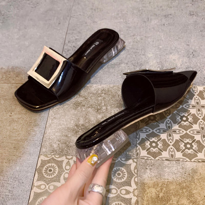 Papuci casual cu catarama metalica