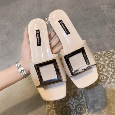 Papuci casual cu catarama metalica