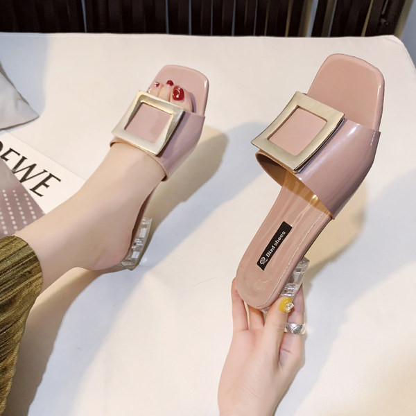 Papuci casual cu catarama metalica