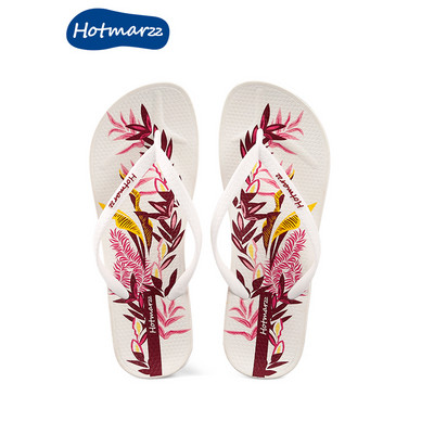 Papuci casual de dama cu model floral si talpa plata