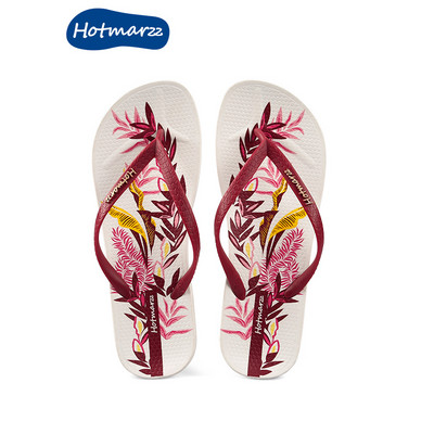 Papuci casual de dama cu model floral si talpa plata