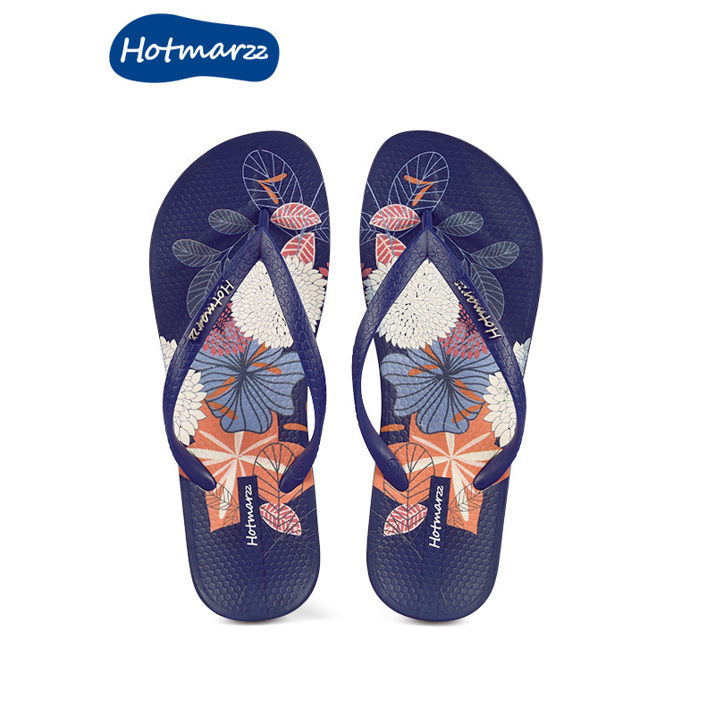 Papuci casual de dama cu model floral si talpa plata